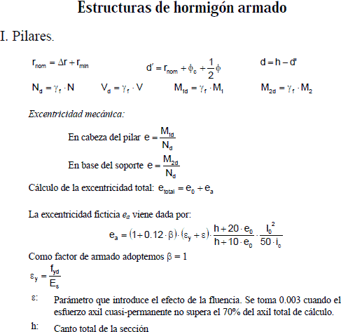 Formulas de estructuras de hormigon